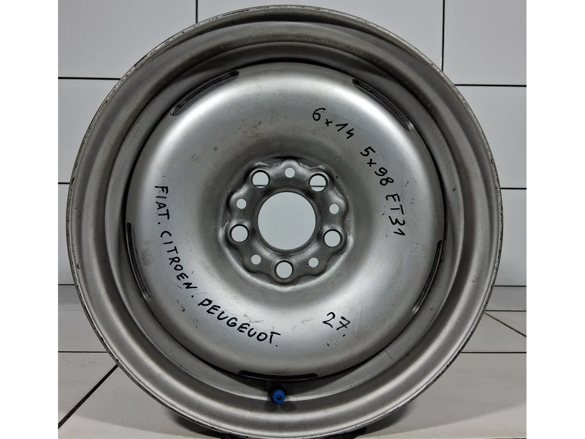 FELGA UŻYWANA Peugeot OE 14' 6J Srebrny 5x98 ET31, zdjęcie 1