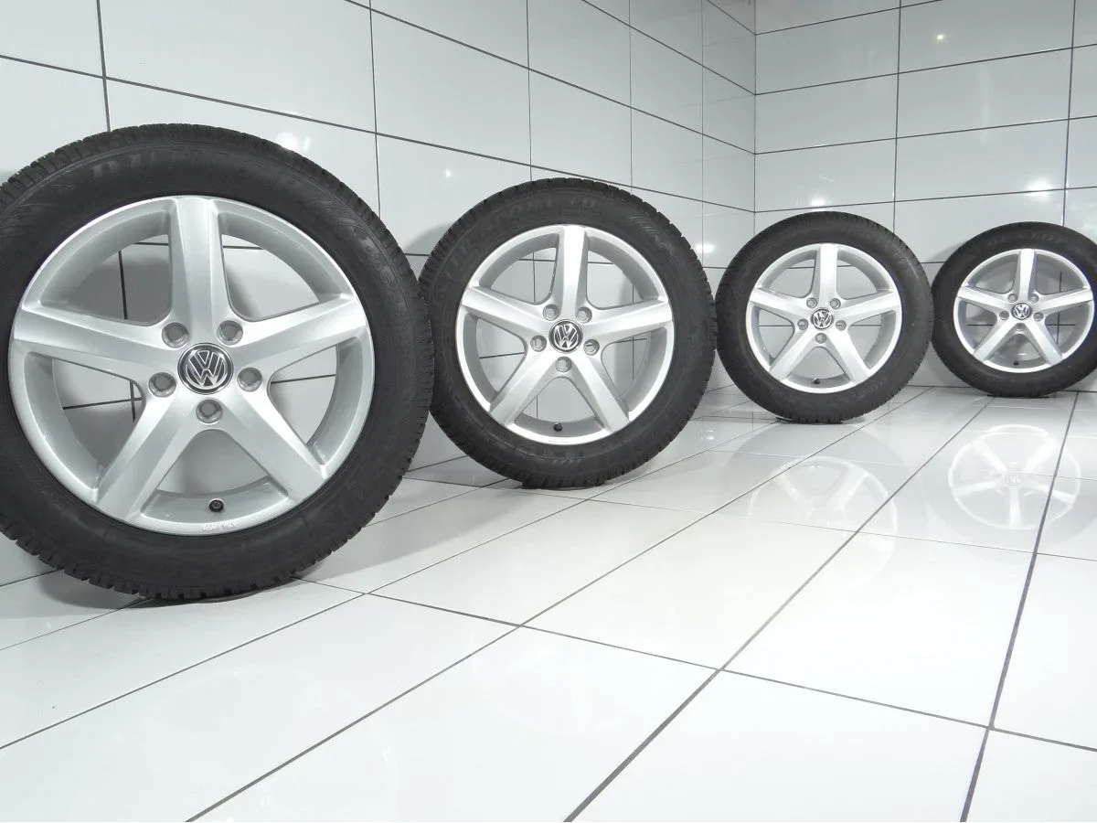 KOŁA UŻYWANE Volkswagen OE 5G071496/5G0601025CE VW GOLF 5 6 7 8 JETTA 5 6 5x112 ET48 205/55R16 91H [2017] 8MM Srebrny, zdjęcie 1